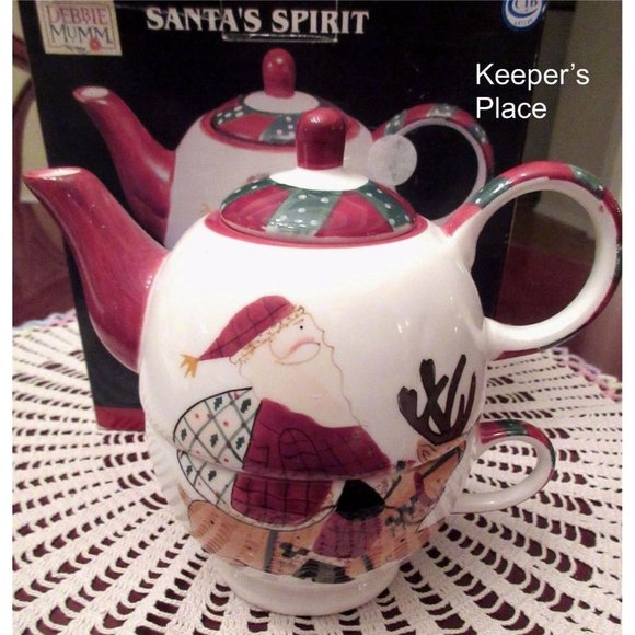 Debbie Mumm Tea For One SANTA'S SPIRIT Teapot - Picture 3 of 5
